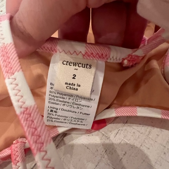 Crewcuts Kids Pink Gingham Bikini Swim Set in size 2 - Picture 4 of 4